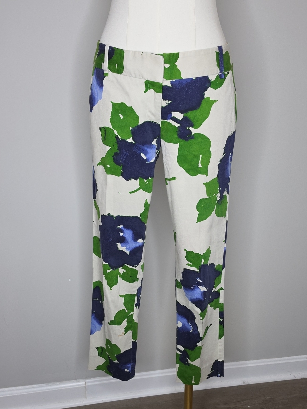 Outback Red By The Limited Cropped Pants Vintage Size 0 Floral Green Blue Cream